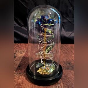 Gold & Blue Metallic Foil Rose